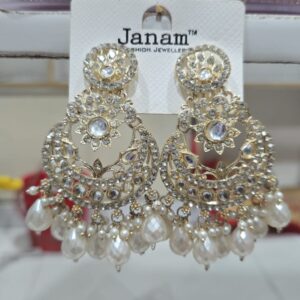 Kundan Chandbali Chandelier Earrings.