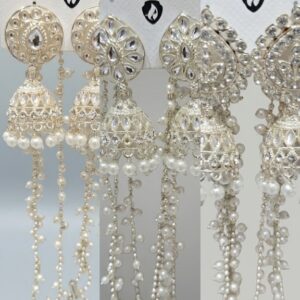 Elegant Silver-Toned Pearl Jhumka Earrings